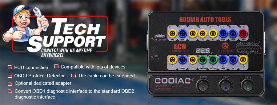 US/UK/EU Ship GODIAG GT100 AUTO TOOLS OBD II Break Out Box ECU